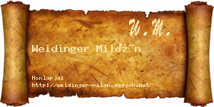 Weidinger Milán névjegykártya